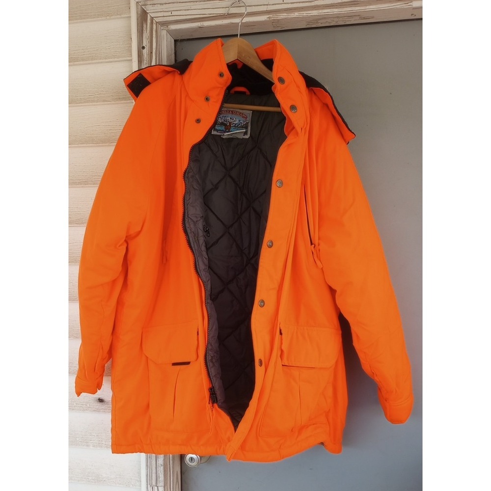 Vintage Men's Field & Stream Blaze Orange Hunting Parka‎ Coat Jacket 2x EUC